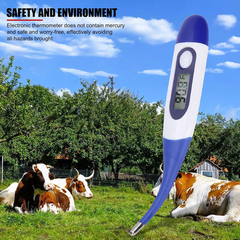 Livestock Pet Thermometer with LED Display Memory Function,Fast Digital Veterinary Thermometer,Flexible Probe