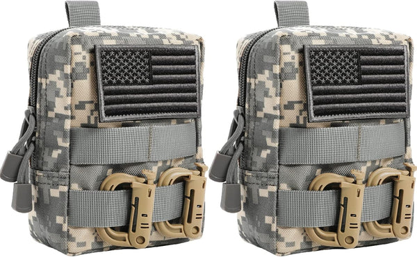 FRTKK 2 Pack Molle Pouches - Tactical Compact Water-Resistant EDC Pouch Bag, Small Utility Pouch