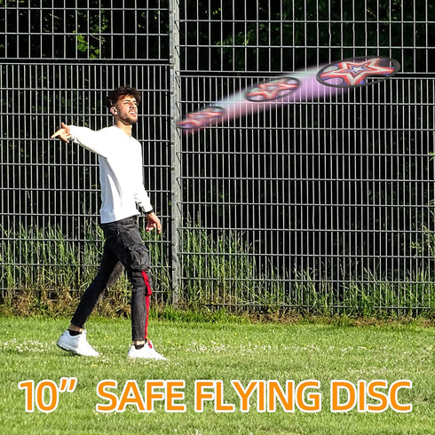 Outdoor Two Soft Frisbee Throwing Disc, Flying Disc for Man and Woman in Yard, Beach, Lawn, Camping, Pool (Neon Lamp +