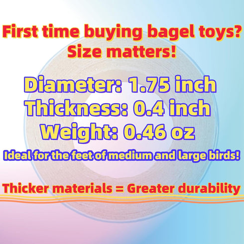 ToughRight 8Pcs 1.75inch Fatty Bagels Bird Toys for Parrots Durable Cardboard Bird Chew Shredding Foraging Foot