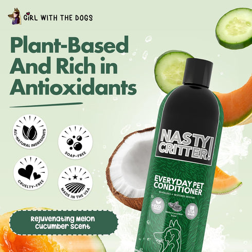 8 16 oz Nasty Critter! by Girl With The Dogs - Made in USA - Everyday Deep Cleaning Dog Conditioner for Weeks and Up