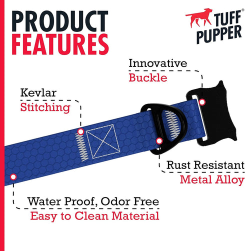 Tuff Pupper Waterproof Action Collar for Dogs, Heavy Duty Tear Proof Dog Collar with Rust-Proof Metal Hardware