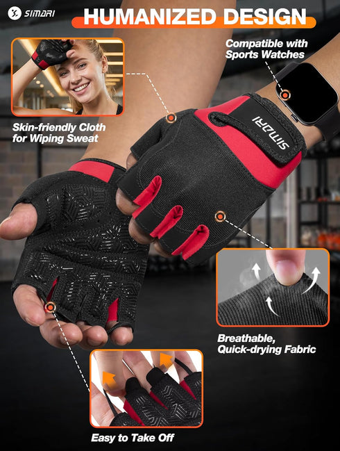 SIMARI Breathable Workout Gloves for Men & Women, Weight Lifting Gloves with Padded, Grip, Full Palm Protection, Gift