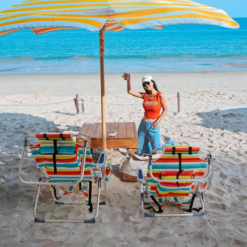 Xeuemtey Backpack Pouch,5-Position Beach Chair with Towel Bar,Cooler and Storage Adjustable High Beach Chairs