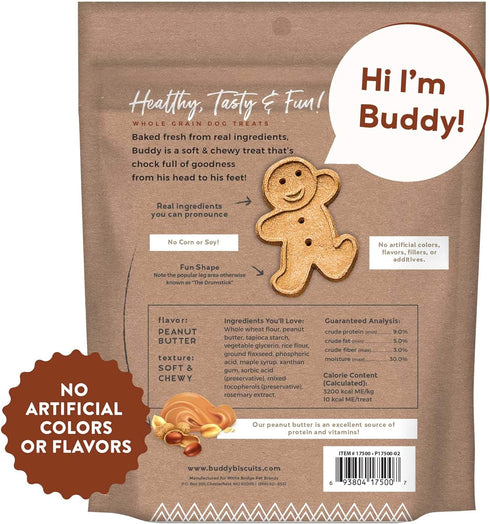 Buddy Biscuits, Soft & Chewy Treats for Small & Large Dogs, Made in USA, Peanut Butter Flavor, 6 oz, 4 Pack.