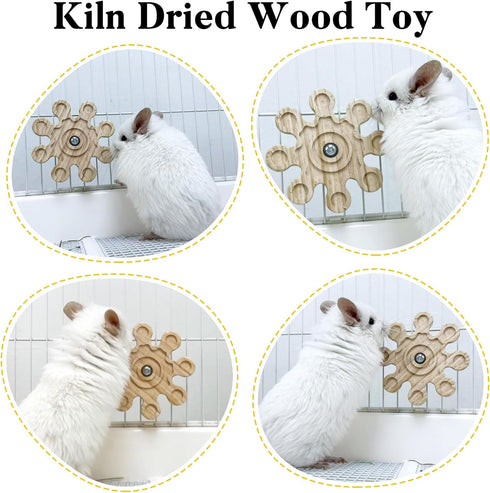 Chinchilla Chinchilla Rotating Natural Wood Chew Toys for Teeth, Interactive Enrichment Toys, Hanging Exercise Toys