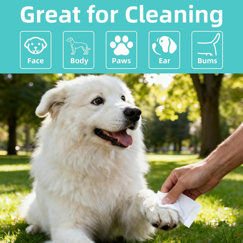LEOARWE 3-in-1 Pet Wipes Kit for Dogs & Cats - Pet Cleaning Gloves, Ear Cleaner Finger Wipes & Body Wipes