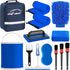 12Pcs Set AUTODECO Boat Wash Cleaning Kit with Collapsible Bucket Wash Sponge Mitt Microfiber Towel Squeegee Scrub Pads