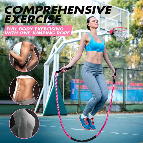 Weighted Jump Rope for Fitness, 1.5lb 2.5lb 3.5lb Heavy Skipping Rope for Women Men, Adult Exercise Battle Ropes for Home Gym, Improve Strength and Building Muscle, Total Body Workout Equipment by KUZARO