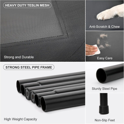 Cooling Elevated Dog Bed Cot for Large Dogs, Outdoor Raised Bed with Washable Breathable Mesh, Grey, 49 inches.
