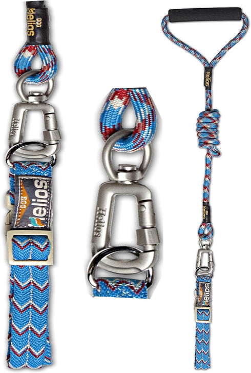 Helios Dura-Tough Easy Tension 3M Reflective Pet Leash and Collar, Small, Blue