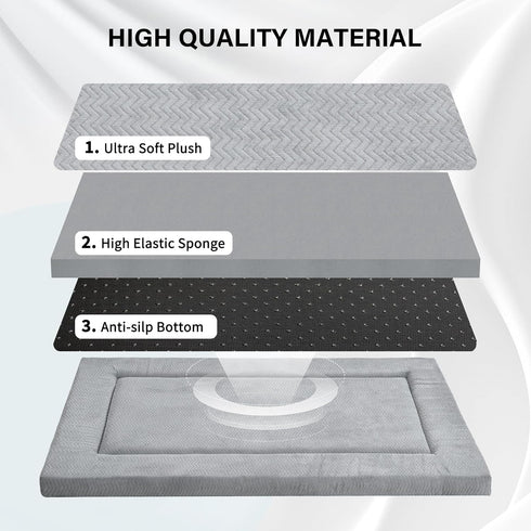 Dog Beds for Small, Medium, Large Dogs, Soft Warm Plush Crate Pad Mat, Anti-Slip Washable Thin Kennel Pad
