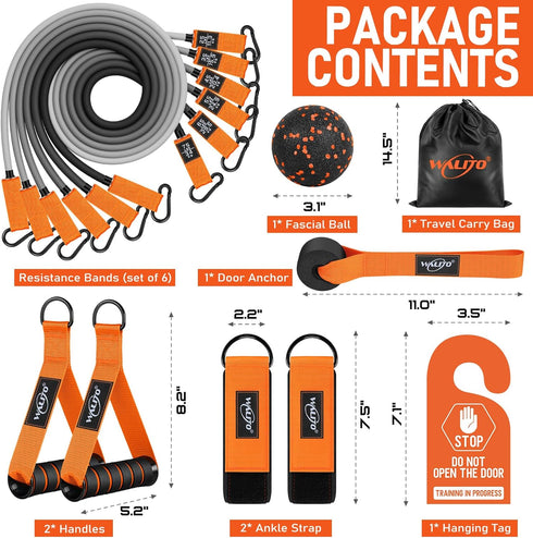 WALITO Resistance Bands Set, Exercise Bands with Handles, Door Anchor, and Ankle Straps for Home Workouts