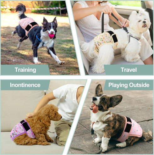 Female Dog Diapers - Premium Reusable Diapers for Doggie in Heat - Highly Absorbent Dog Diapers Female for Pet