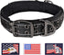 ADITYNA Heavy Duty Dog Collar with Handle, Reflective Black Collar for Medium Dogs, Tactical and Soft Padded