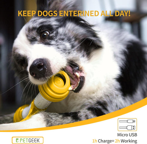PETGEEK Interactive Dog Toys, Automatic Electronic Bones with Rechargeable USB