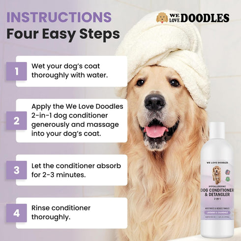 2-in-1 Goldendoodles,16oz We Love Doodles Dog Conditioner & Detangler, Conditioner for Allergies & Itching, Lavender