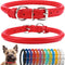 CollarDirect Rolled Leather Dog Collar, Soft Padded Round Puppy Collar, Handmade Genuine Leather, 6-7 Inch, Red Textured