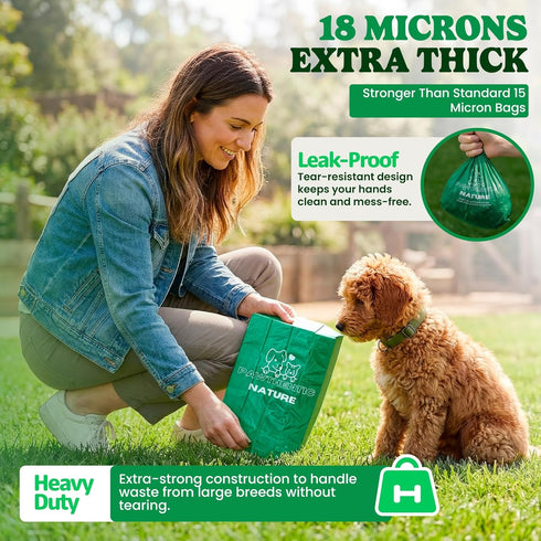 PAWTHENTIC NATURE 4 60 Pack, 18 ROLLS Dog Poop Bags bags, Value Extra-Thick Micron, Leak-Resistant, Strong & Durable