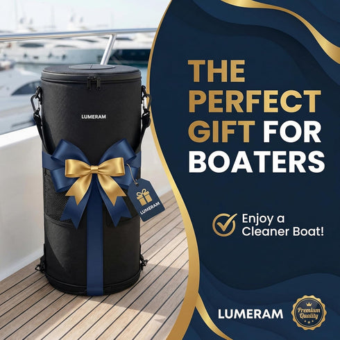 LUMERAM 2 100% 10-13 Premium Boat Trash Can with Side Pockets and Bottom Zipper Opening Odor & Leak Resistant Boat