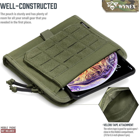 WYNEX Tactical Folding Admin Pouch, Molle Tool Bag with U.S Patch, Utility Organizer