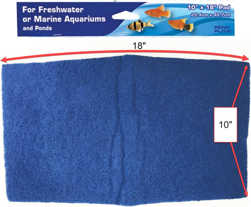 Penn-Plax Poly Fiber Plus Aquarium Filter Media Pad - 10” x 18” Easy to Cut