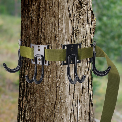 Tree Strap Gear Hanger for Hunting - Tree Stand Bow Hangers with 4 Tree Gear Hooks & Tie Down Straps