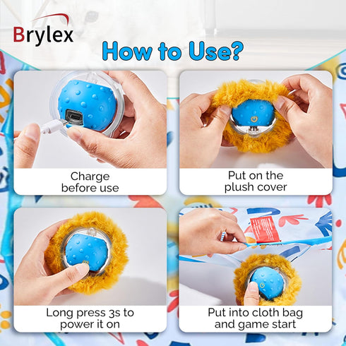 28" Brylex Interactive Cat Toys, Motion-Activated Rolling Ball with Play Mat, Automatic Hide-and-Seek Game, Fast & Slow