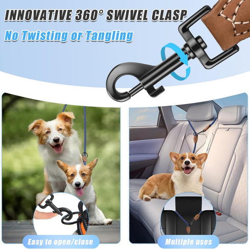 Mile High Life Dual Dog Leash, 360 Swivel No Tangle Walking Leash, Hands Free Leash for Two Dogs (Blue, 8FT)