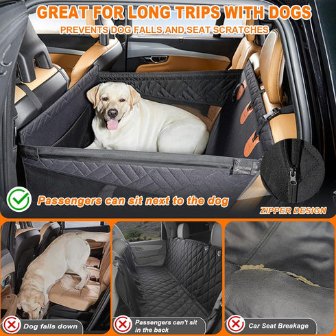 Petmarket Hammock Dog Car Seat for Large Medium Dogs with Seat Belt, Back Seat Extender for Dogs, Waterproof Dog Car
