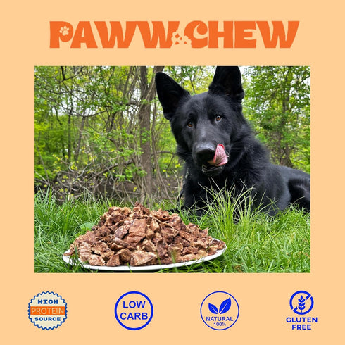 100% (1 PAWW CHEW Beef Lung Dog Treats - Natural, Single Ingredient, Pound) Made in the USA, Dried & Dehydrated, High