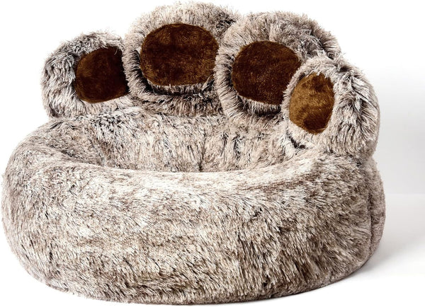 Jiupety Pet Round Paw Shape Bed, Calming Donut Dog Bed for Medium and Small Dogs, Machine Washable, Gray