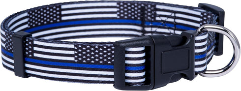 Native Pup Thin Blue Line Flag Dog Collar, Large