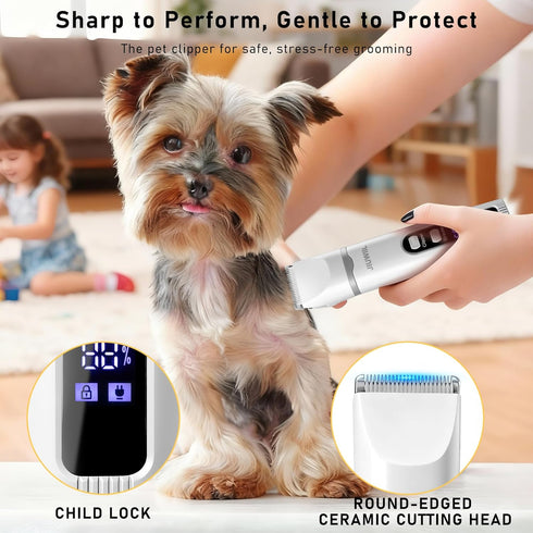 JIUWIIL 4 1 Trimmer Trimmer Dog Clippers for Grooming, in Dog Grooming Kit Hair Clipper with LCD Display, Dog