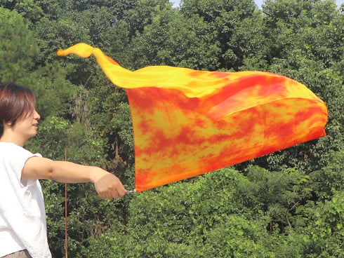 32" Winged Sirenny Flowy Spinning Silk Flag Poi, Church Praise Prophetic Worship Adoration Dance Banner, Dance Poi