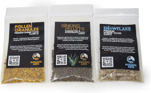 Aquatic Arts Freshwater Live Shrimp Food Variety Pack, Organic Bee Pollen Granules for Shrimp Tank