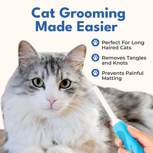 Dog & Cat Combs for Grooming Long Haired Cats & Dogs - Top Detangler Brush for Long & Curly Hair, Perfect for