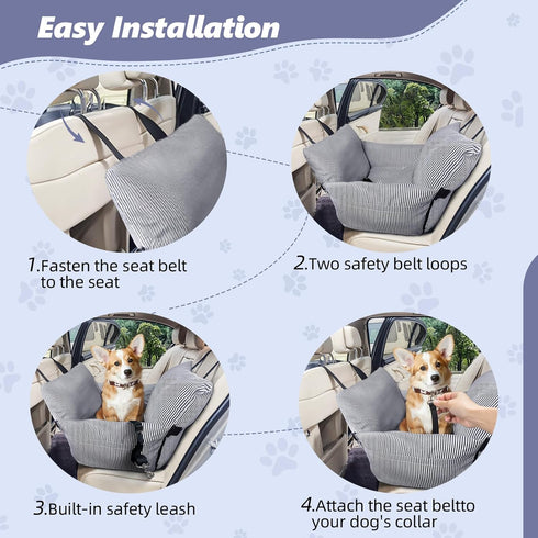 Novelledo 30 lbs,Portable Dog Car Seat for Medium/Small Dogs,Pet Car Seat Travel Bed Detachable Washable Dog Booster