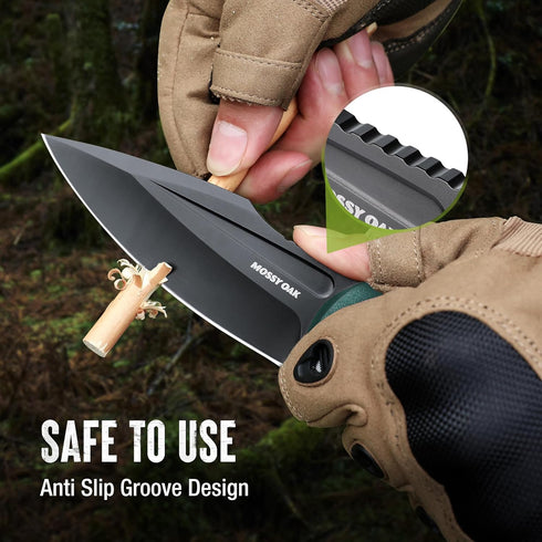 Mossy Oak 8.5-inch Survival Hunting Knife with Sheath, Full-tang Fixed Blade for Camping, Hiking, Outdoor Use (G10