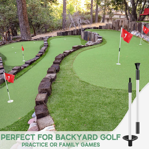 Golf Flagstick - Practice Putting Green Flag Stick for Yard, Portable Mini Golf Flag Sticks, Set of 3
