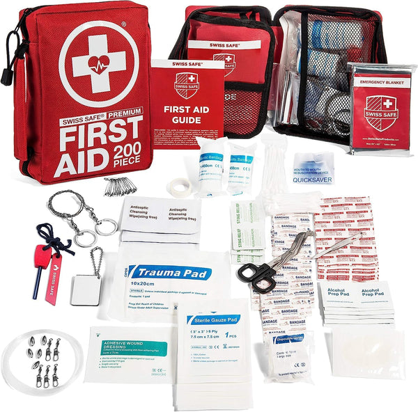 Swiss Safe 2-in-1 First Aid Kit for Car, Travel & Home, Businesses