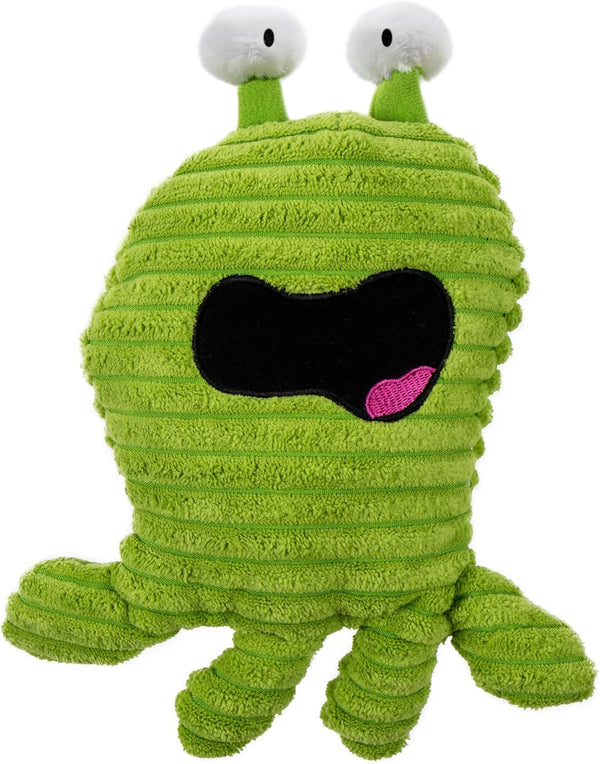 goDog PlayClean Germs Squeaky Plush Dog Toy, Green, Small with Chew Guard Technology