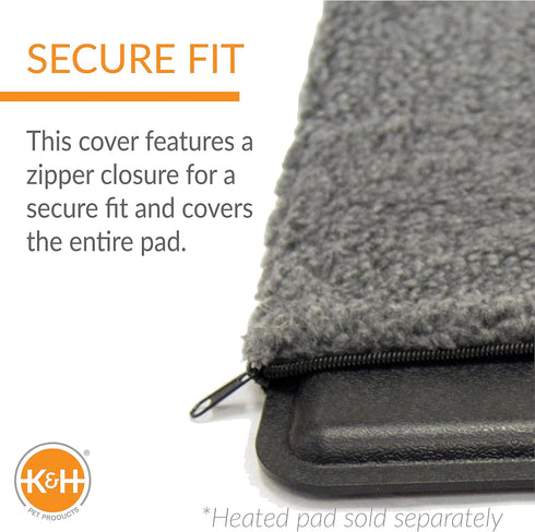 K&H Pet Products Lectro-Kennel Heated Pad Deluxe Cover, Gray, Medium, 16.5 x 22.5 Inches