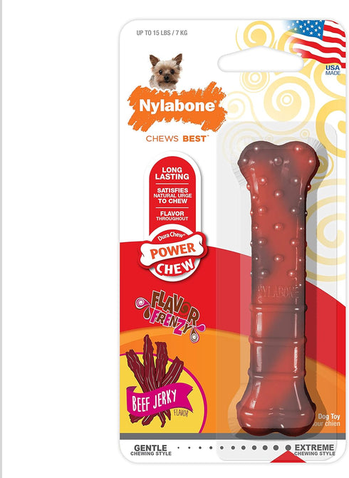 NylaDental Bone Power Chew - Flavor Frenzy Dental Bone Chew Toy for Dogs, Indestructible for Aggressive Chewers