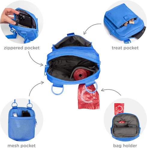 Ubbi 3-Way Dog Treat Pouch for Training & Walking, Wear Options - Crossbody, Waist, or Clip-On - with Magnetic Closure
