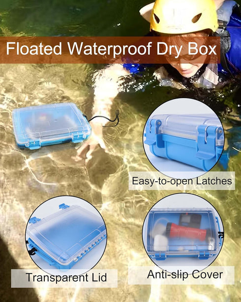 Waterproof Dry Box, Watertight Storage Box for Kayak & Boat, Floating Carrying Dry Tackle Box with Rope