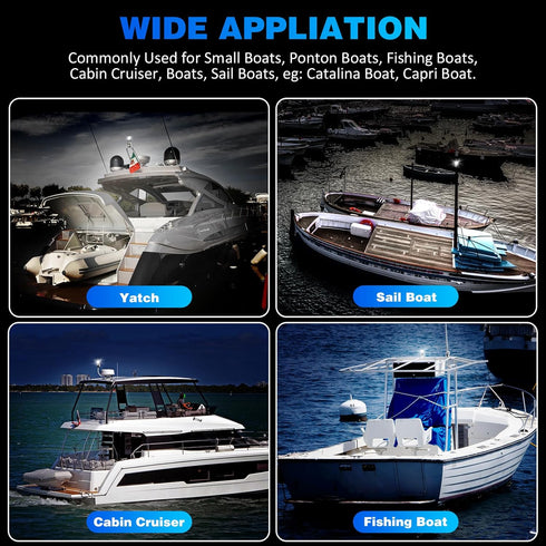 3NM 360 Sailboat, Mast Head Anchor Light, Visibility Boat All Round Light, White LED Boat Navigation Lights for Marine