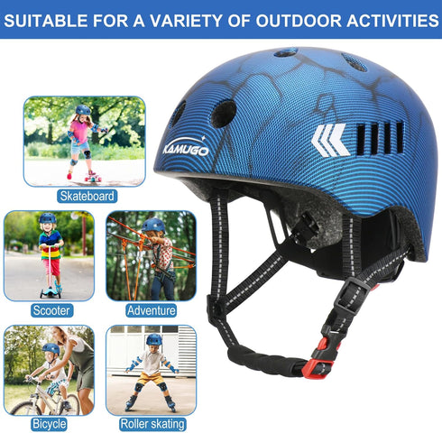 KAMUGO Kids Bike Helmet Set | Toddler Helmet for Ages 2-8 with Protective Gear Set for Skateboard, Cycling, Scooter