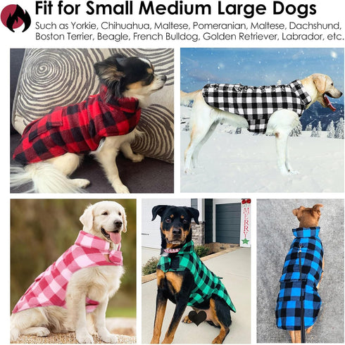 AOFITEE Reversible Dog Coat, Warm Winter Jacket, Thick Padded Vest with Leash Hole, Cotton Material, Small (23'' Chest)