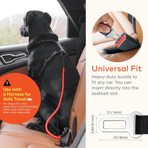 360 360) Dog Seat Belt for Car | Universal Pet Car Seatbelt with Reflective Climbing Rope, Aviation Aluminum Carabiner